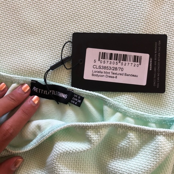 Loriella Mint Textured Bandeau Bodycon Dress - Picture 5 of 5